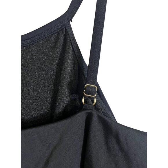 Fit 4 U Swim Women 10 Black 1 Piece Tiered Neutral Beach Travel Minimalist Retro - Picture 4 of 13